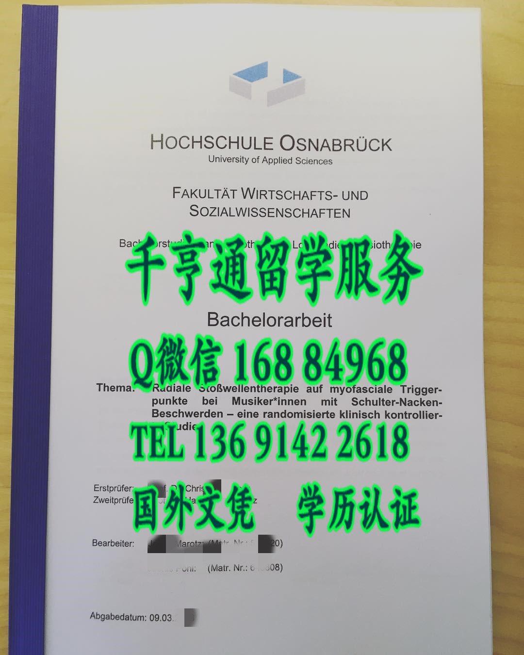 奥斯纳布吕克应用技术大学毕业证学位证，hochschule osnabrück diploma