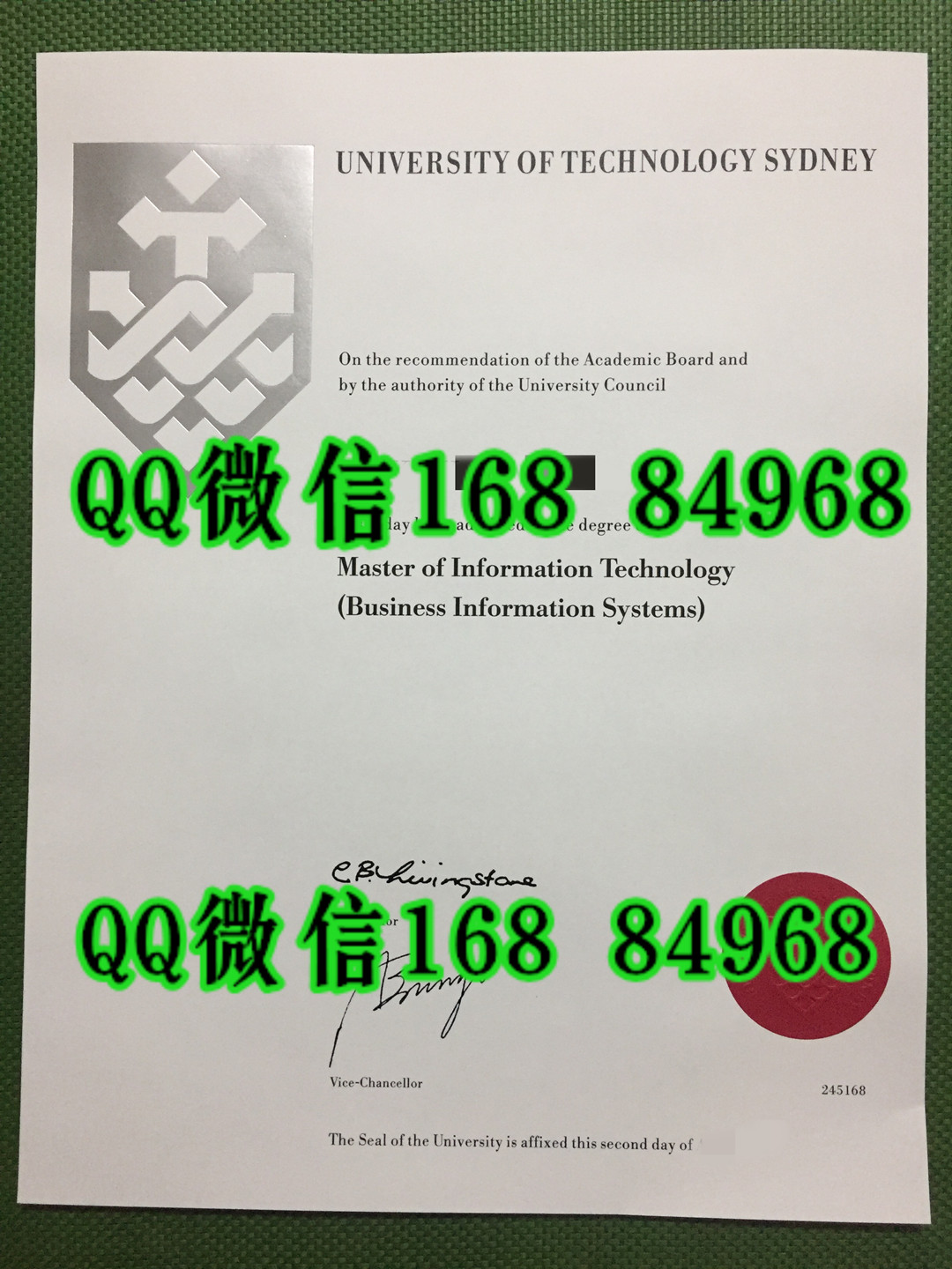 悉尼科技大学毕业证LOGO烫银，澳大利亚院校文凭毕业证制作