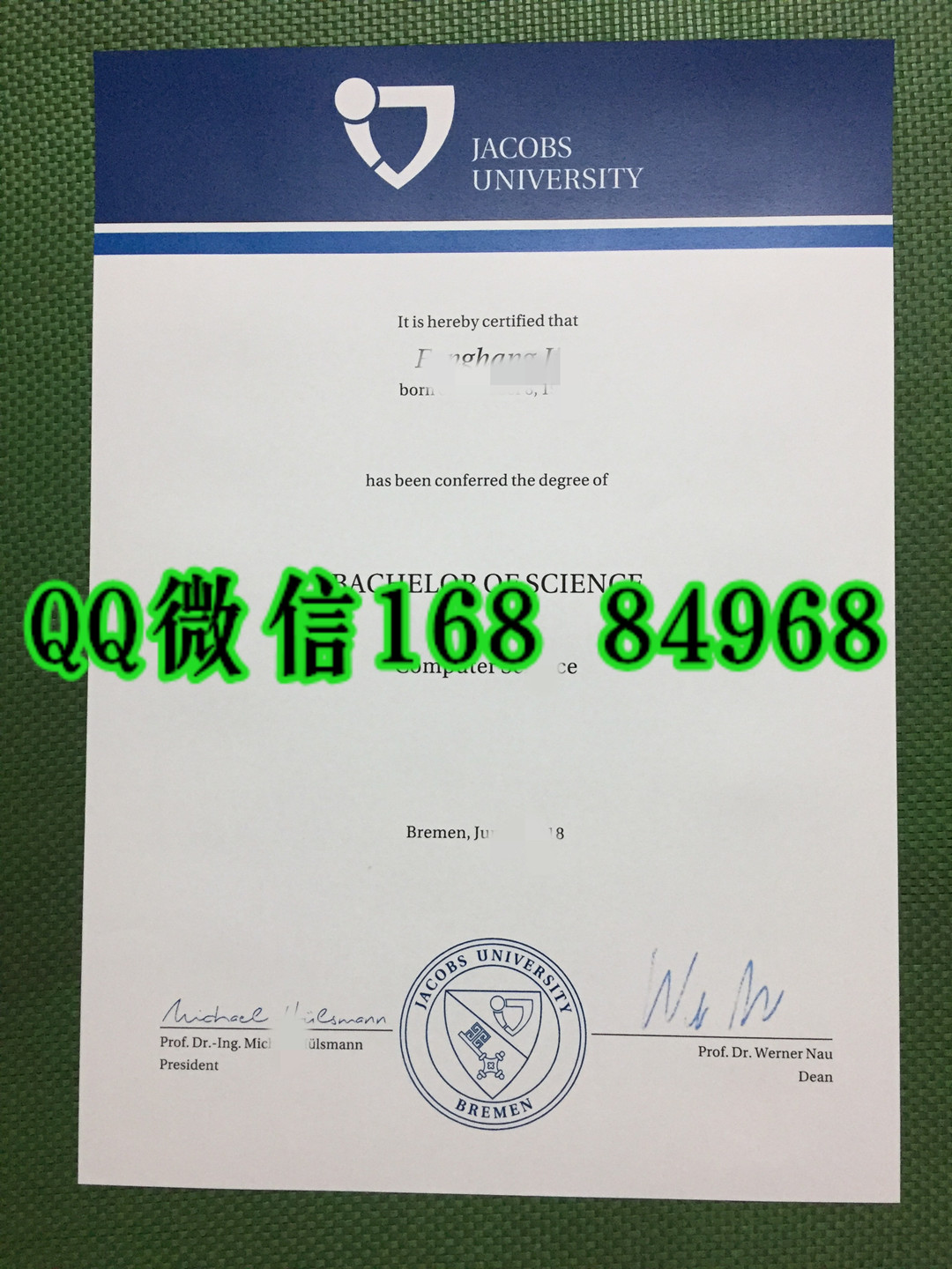 不来梅雅各布大学学位证毕业证，Jacobs University Bremen diploma degree