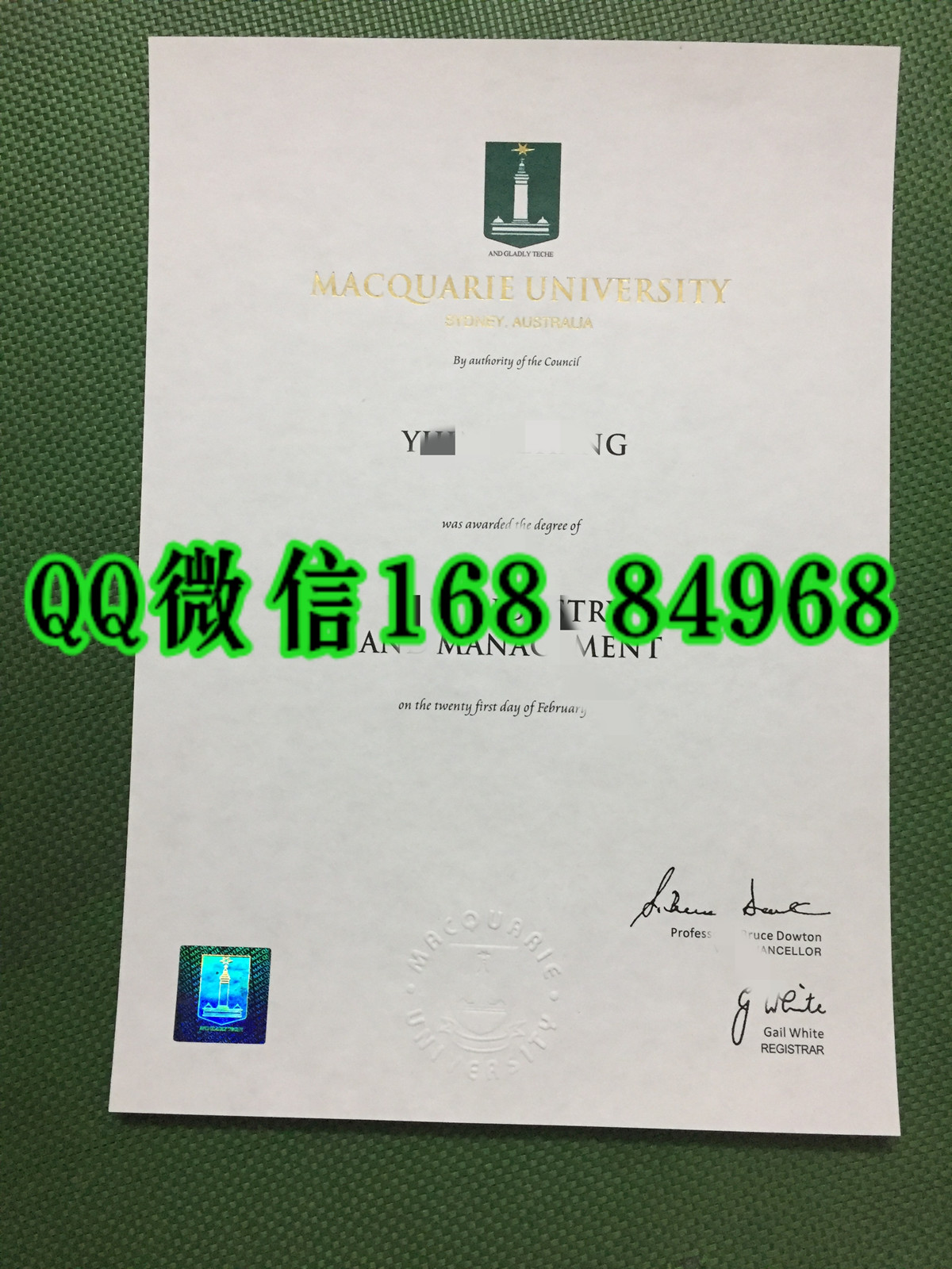 麦考瑞大学毕业证成绩单一套，Macquarie University diploma degree