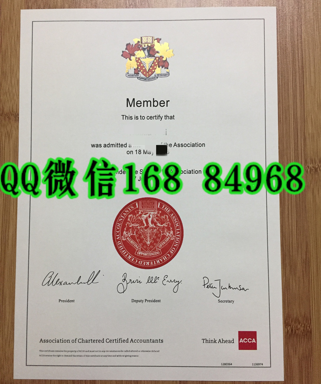 国际注册会计师ACCA证书烫金特写，The Assoication of Certified Accountants certificate