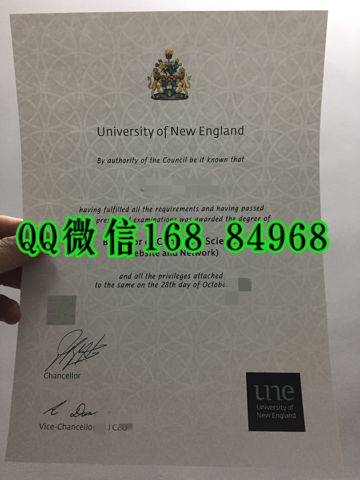 拍摄：新英格兰大学学位毕业证，University of New England diploma degree