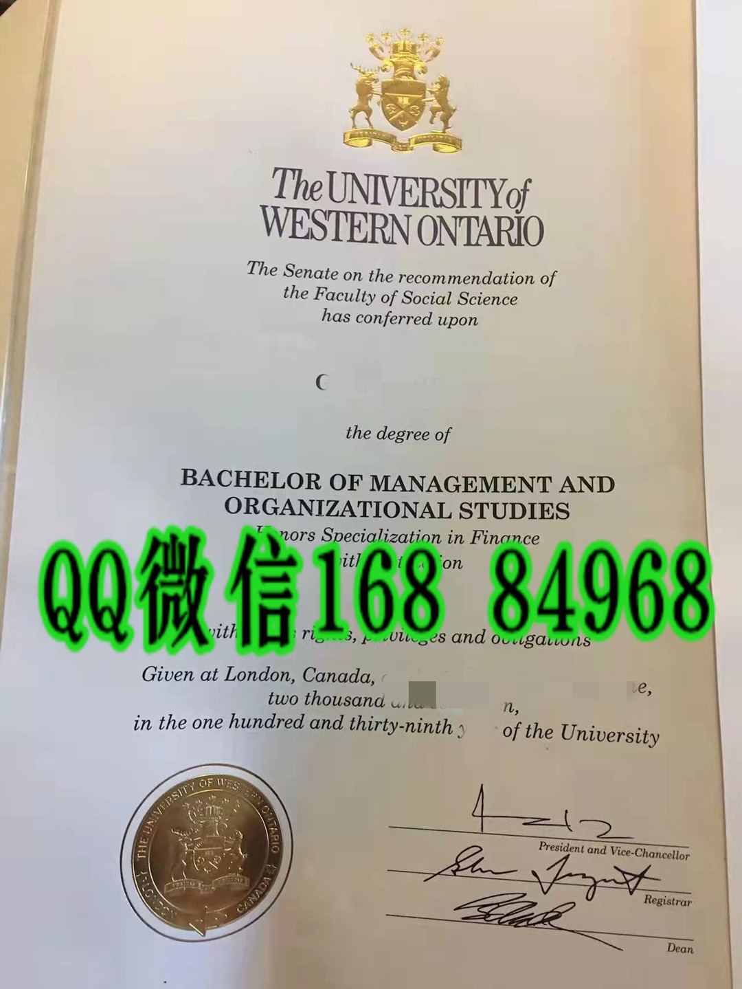 加拿大西安大略大学毕业证案例实拍，University of Western Ontario diploma certificate