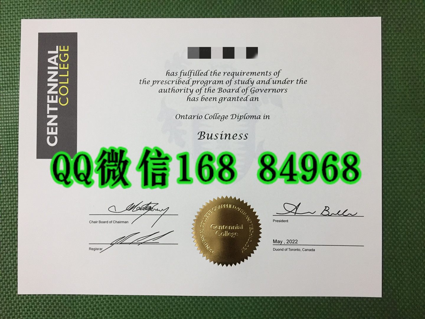 百年理工学院学位证毕业证，Centennial College diploma degree