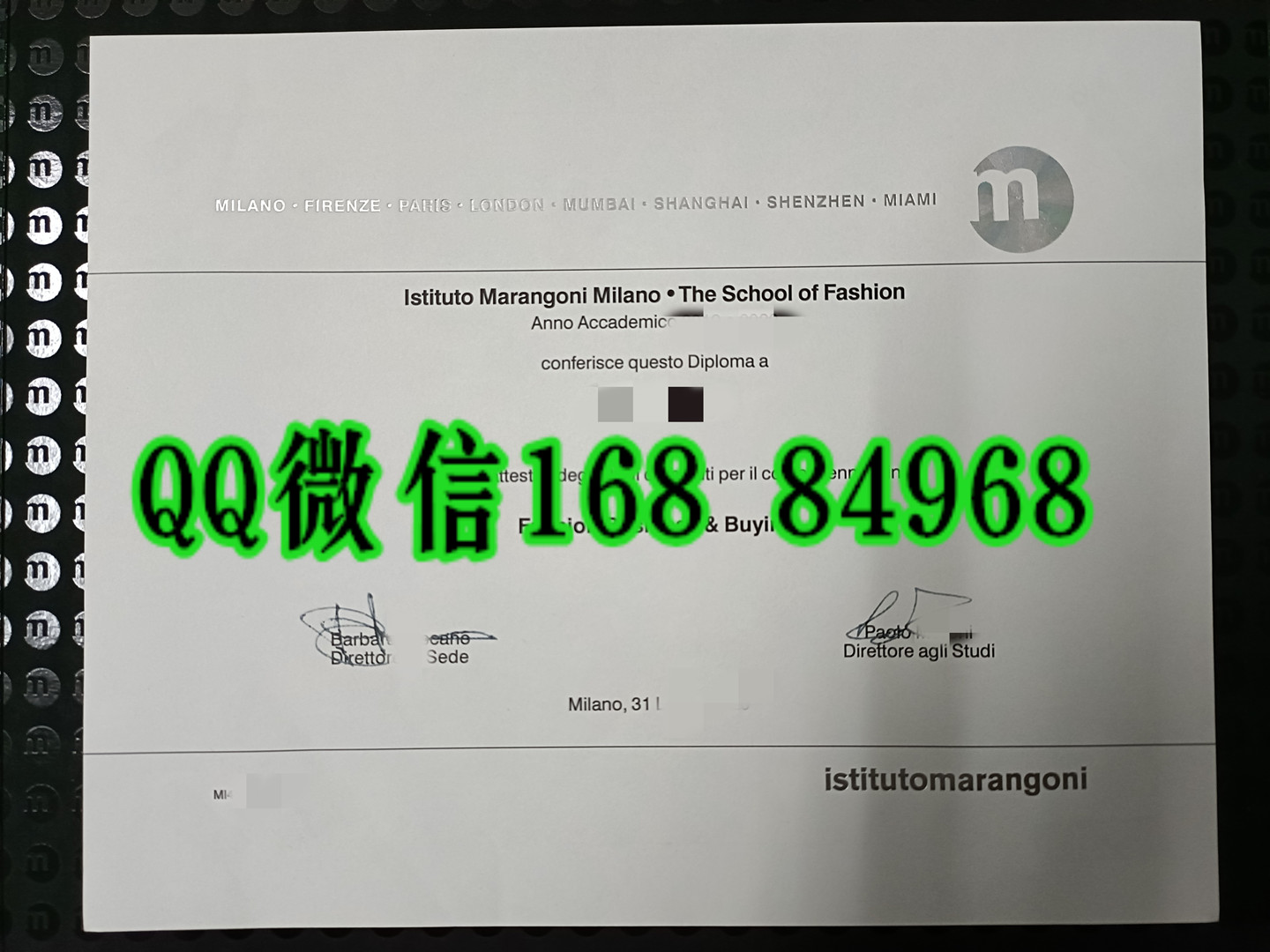 意大利马兰欧尼时装学院毕业证学位证，Istituto Marangoni diploma degree