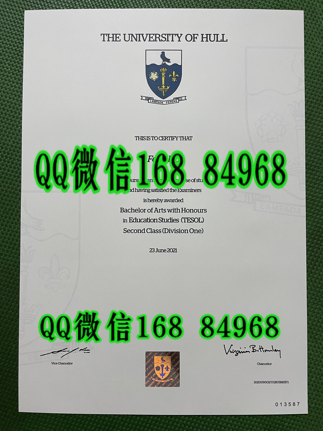 英国赫尔大学毕业证防伪，University of Hull diploma degree