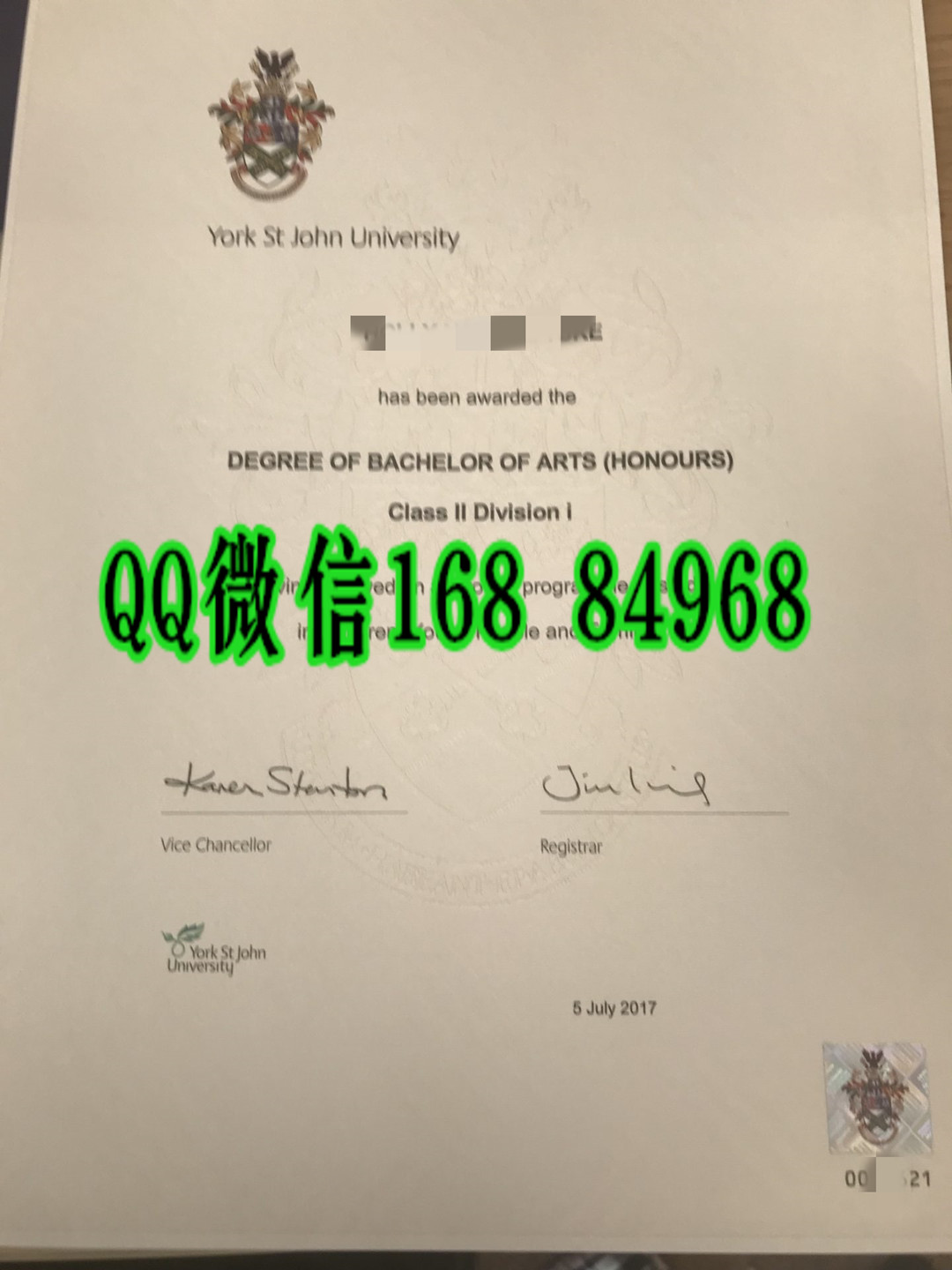 英国约克圣约翰大学毕业证成绩单，york st john university diploma degree