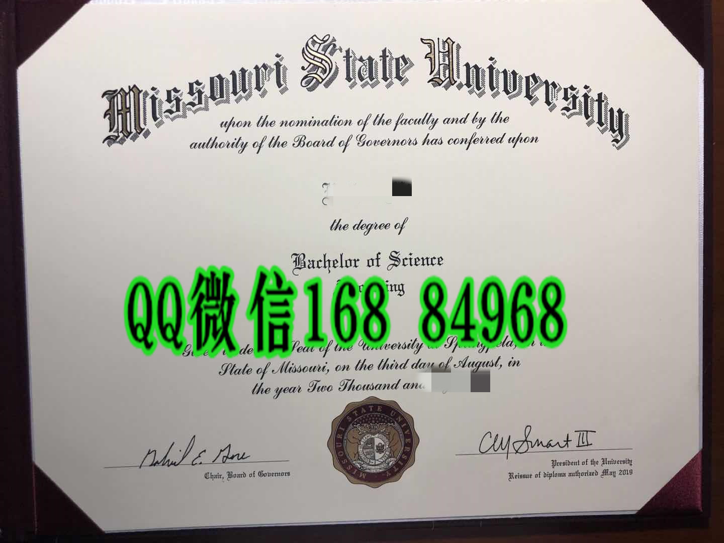美国密苏里州立大学毕业证成绩单，MissouriState University diploma certificate