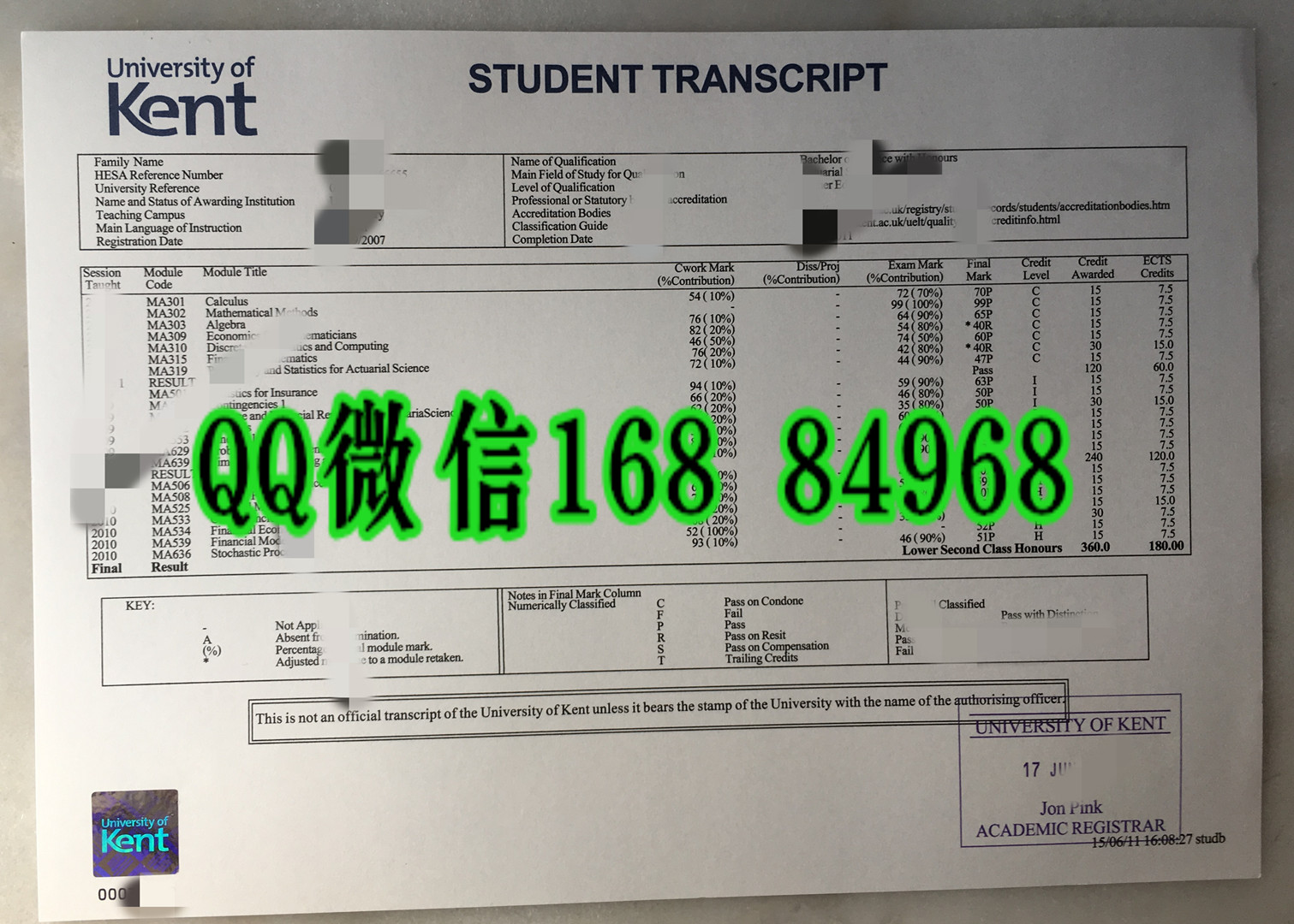 英国肯特大学成绩单修改，英国大学成绩单GPA修改制作