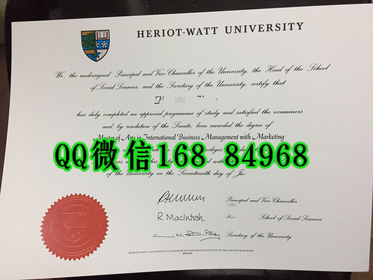 英国赫瑞-瓦特大学毕业证成绩单，英国大学毕业证成绩单补办