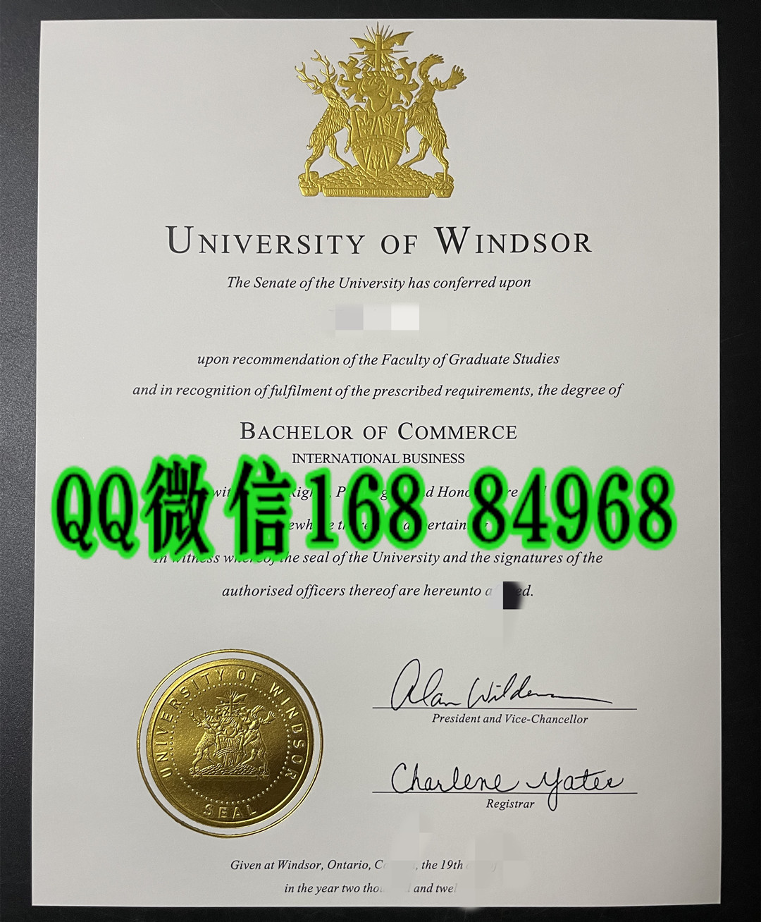 定制：加拿大温莎大学毕业证图片，University of Windsor diploma degree