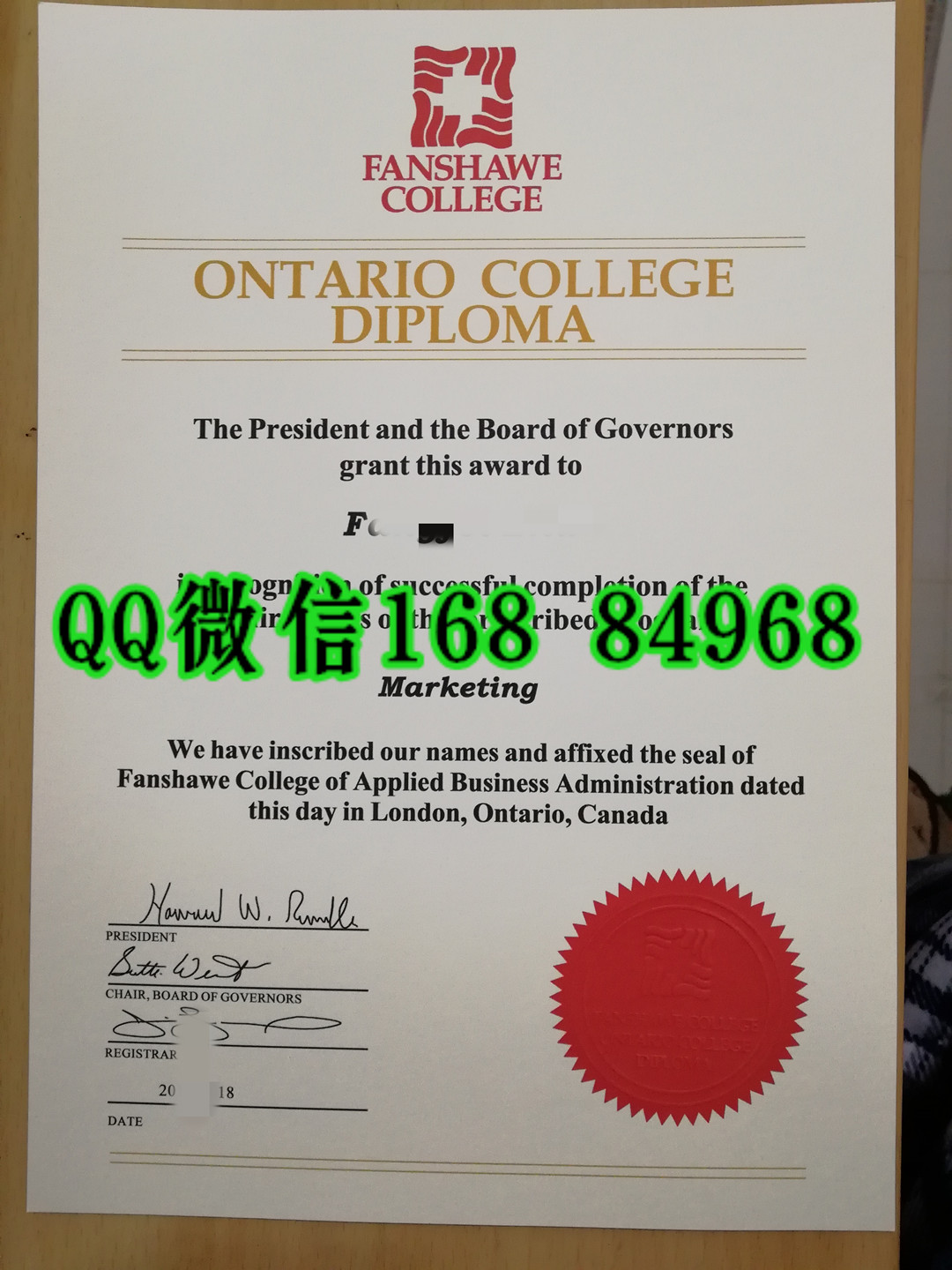 加拿大范莎学院fanshawe college毕业证成绩单，fanshawe college diploma certificate