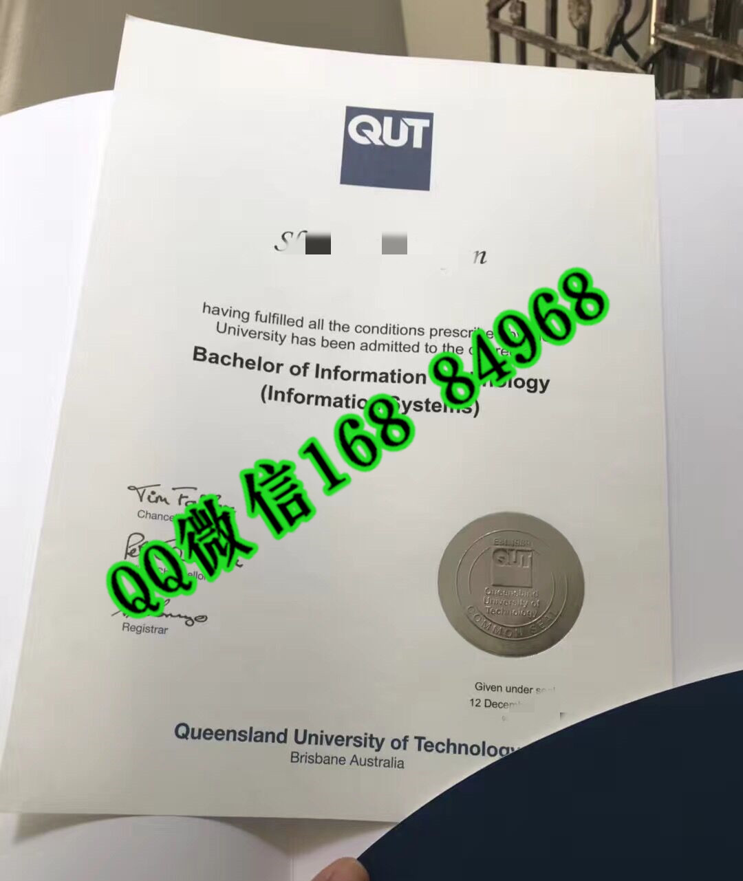 澳大利亚昆士兰科技大学毕业证成绩单，Queensland University of Technology diploma degree