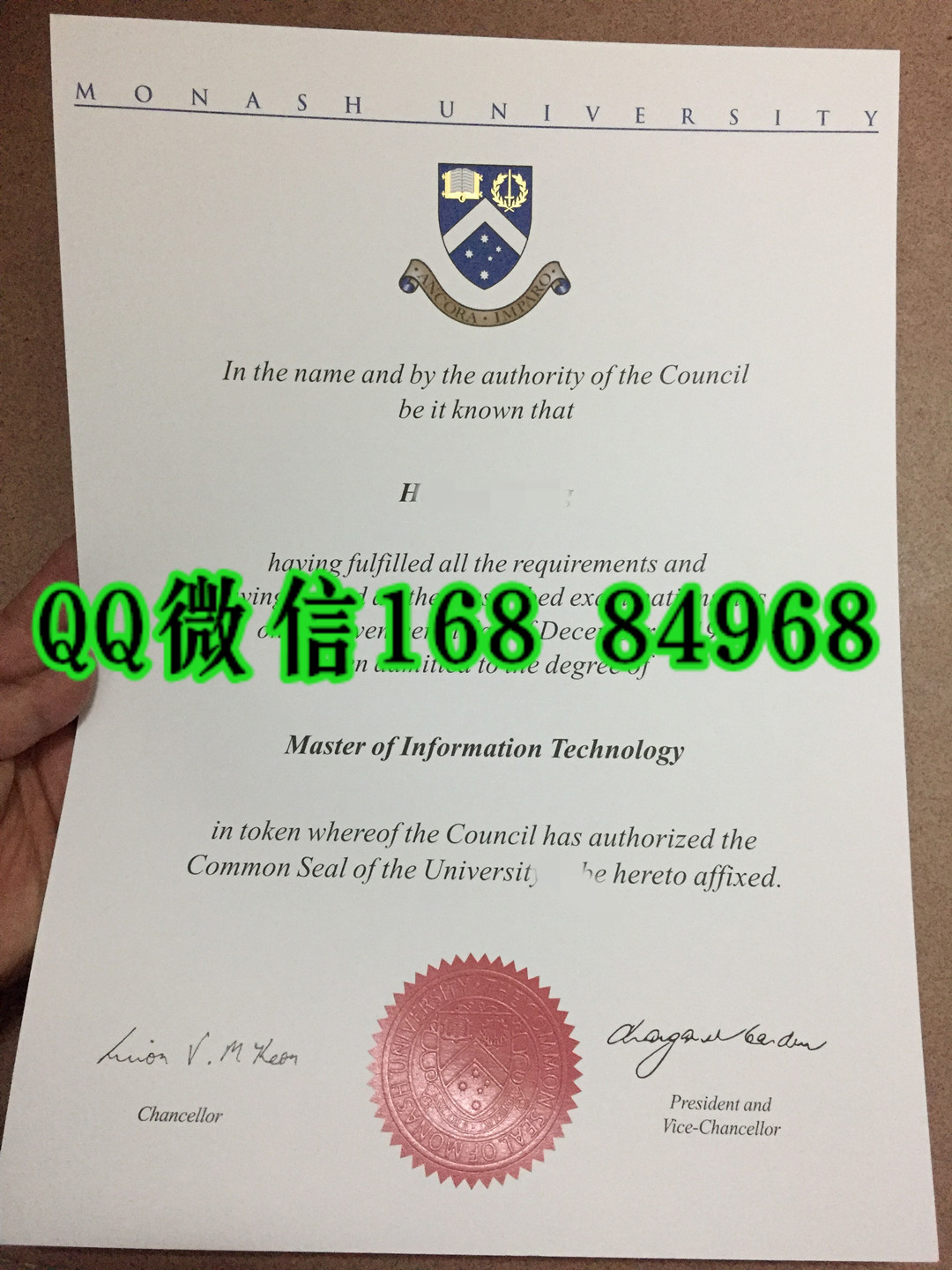 澳洲莫纳什大学专业信息技术硕士学位毕业证，莫纳什大学成绩单