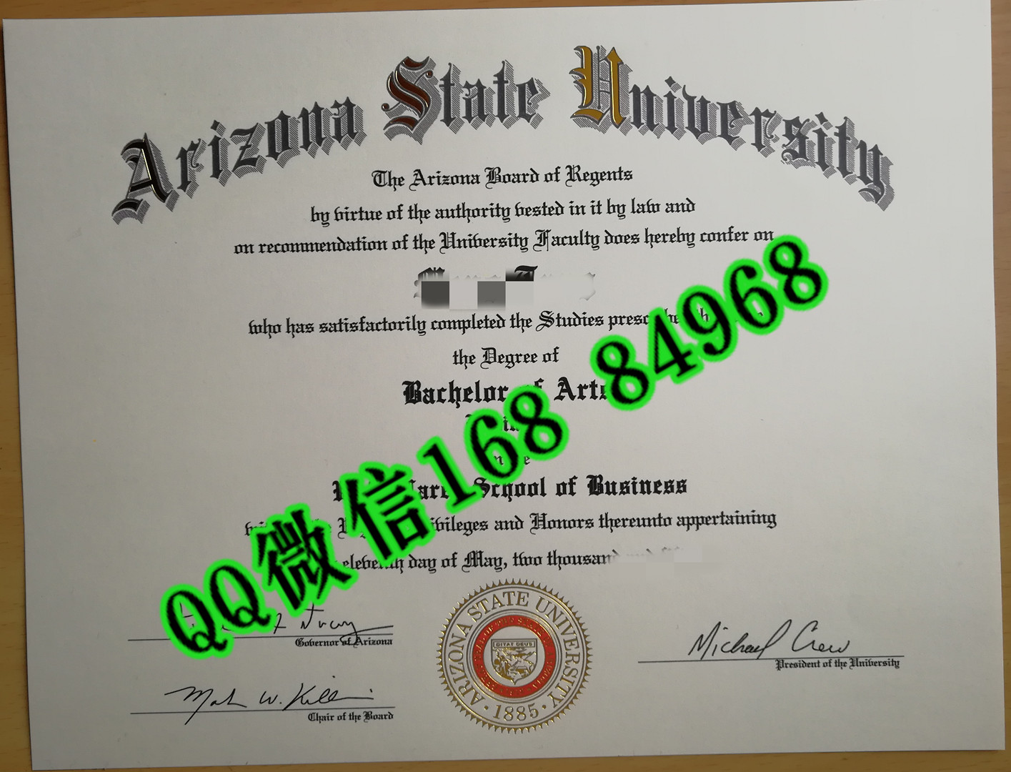 制作美国亚利桑那州立大学毕业证成绩单，Arizona State University diploma certificate