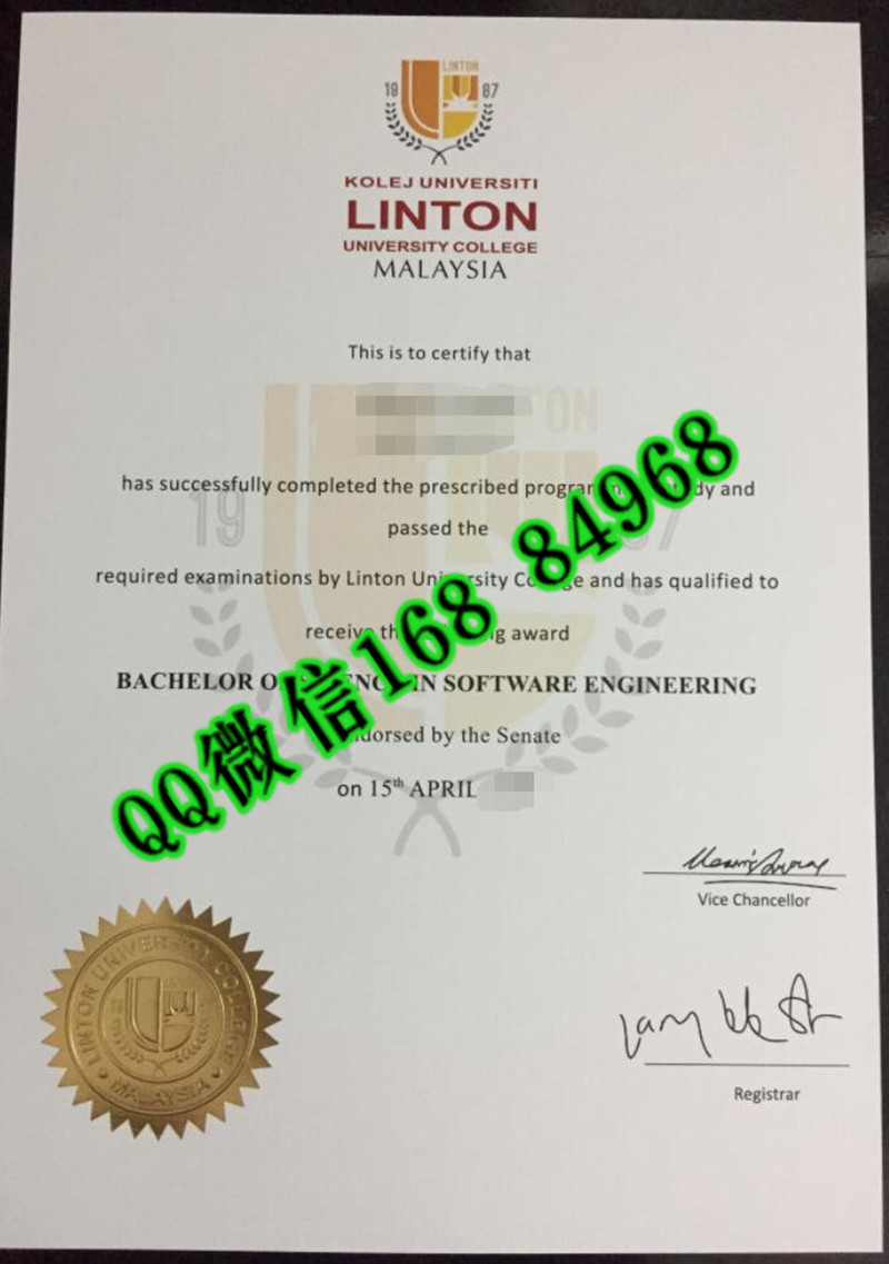 林登大学学院毕业证模版，Linton University College diploma certificate