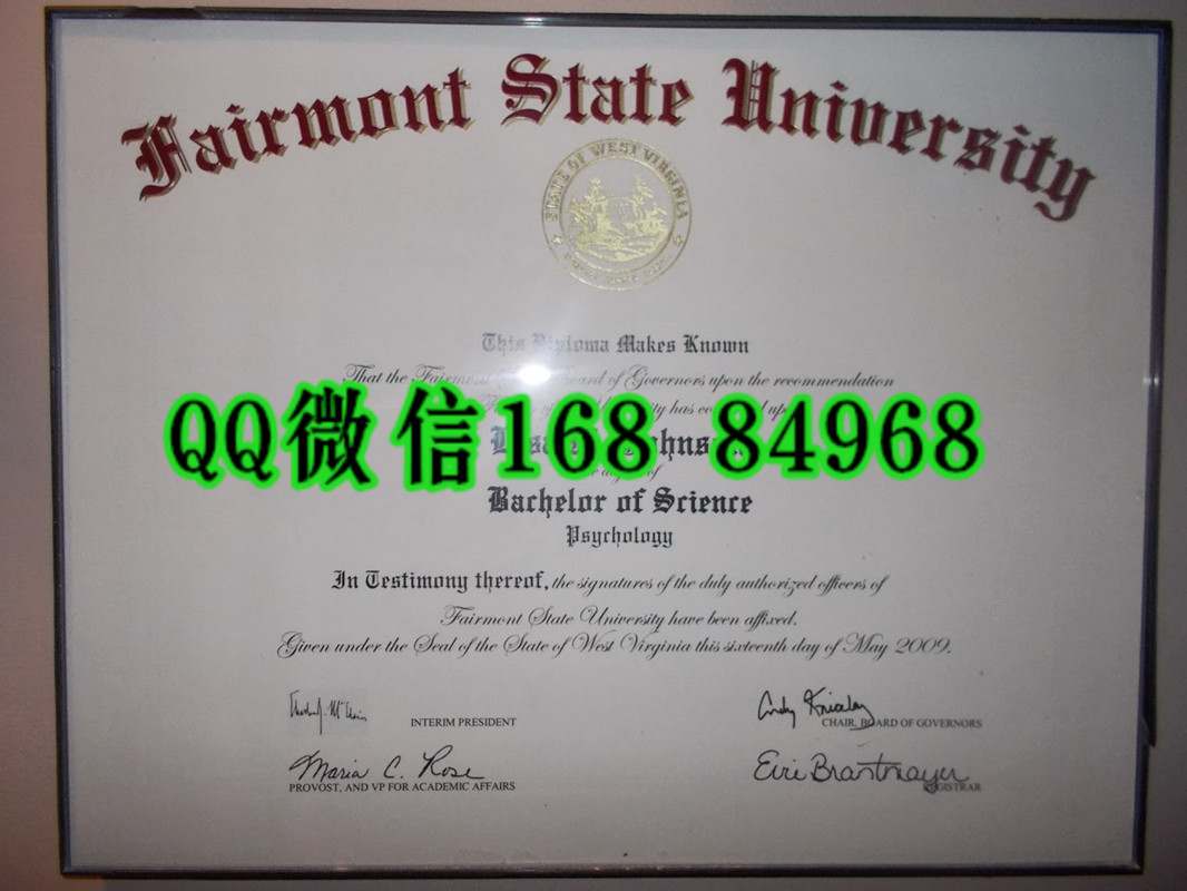 美国费尔蒙特州立大学毕业证成绩单，Fairmont State University diploma certificate