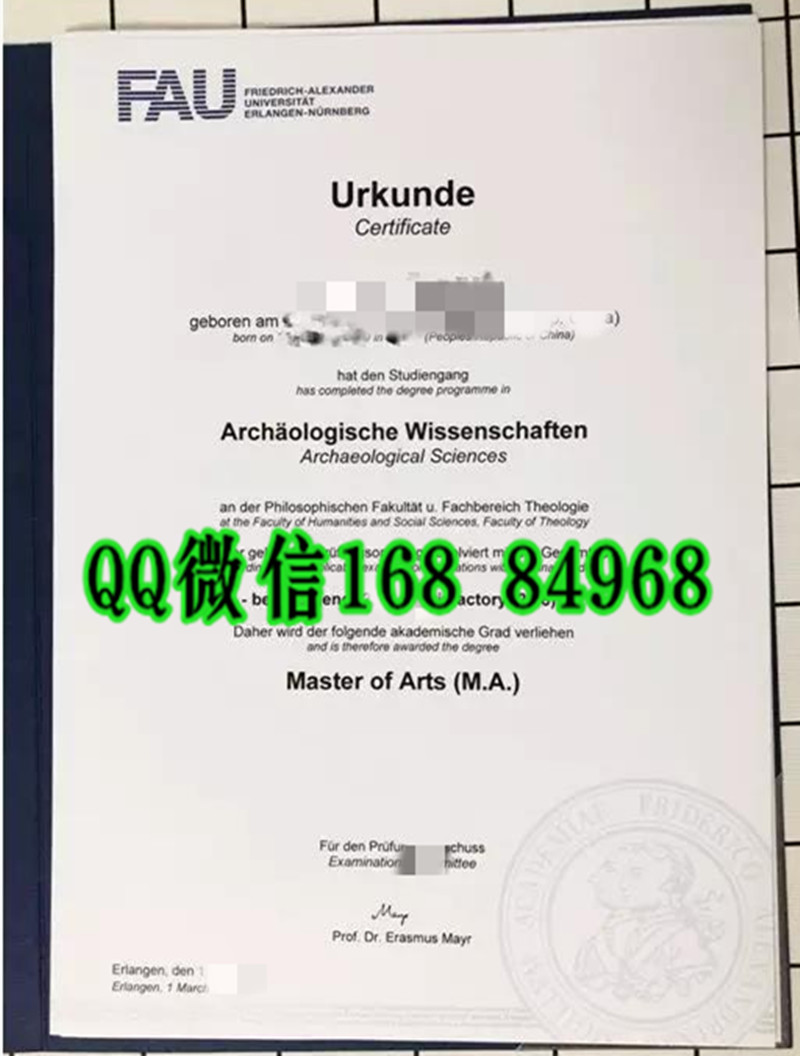 制作德国埃尔朗根-纽伦堡大学毕业证，德国大学毕业证样本