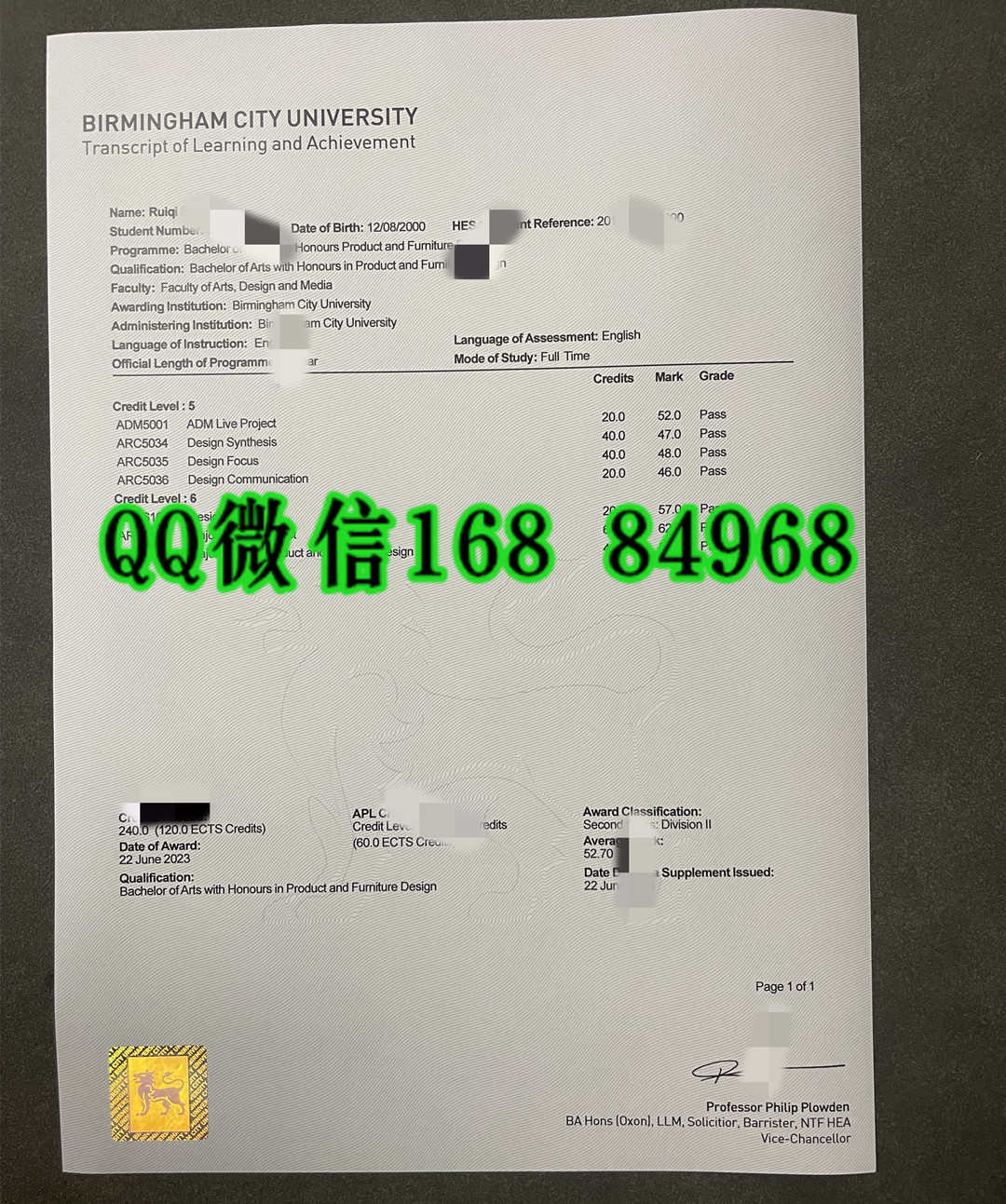 新版本：2023年英国伯明翰城市大学毕业证成绩单，Birmingham City University diploma degree