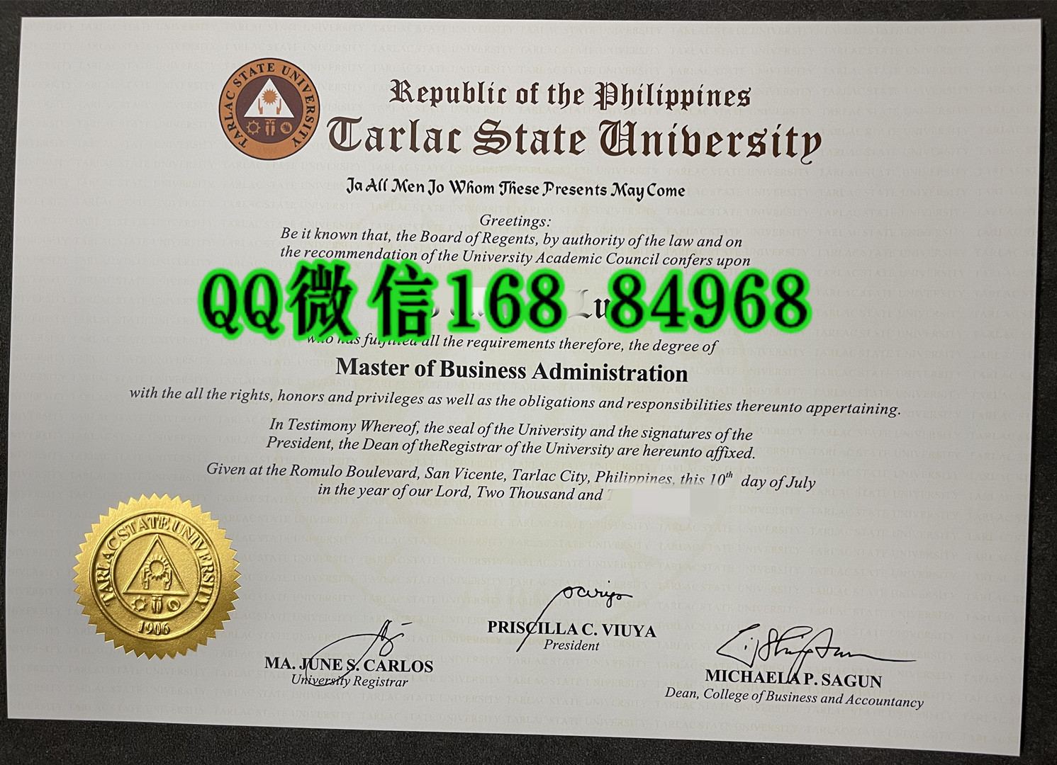 菲律宾太历国立大学Tarlac State University毕业证，Tarlac State University diploma