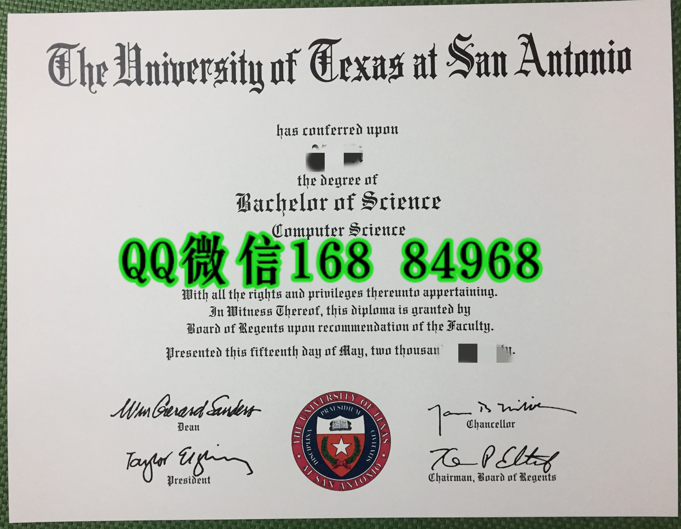 美国德克萨斯大学圣安东尼奥分校毕业证样本，University of Texas at San Antonio diploma certificate