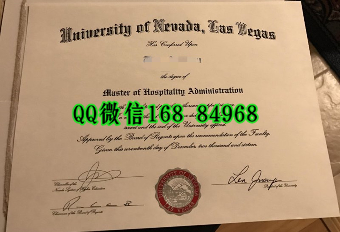 university of nevada, las vegas diploma，美国内华达大学拉斯维加斯分校毕业证，美国UNLV大学学位样式