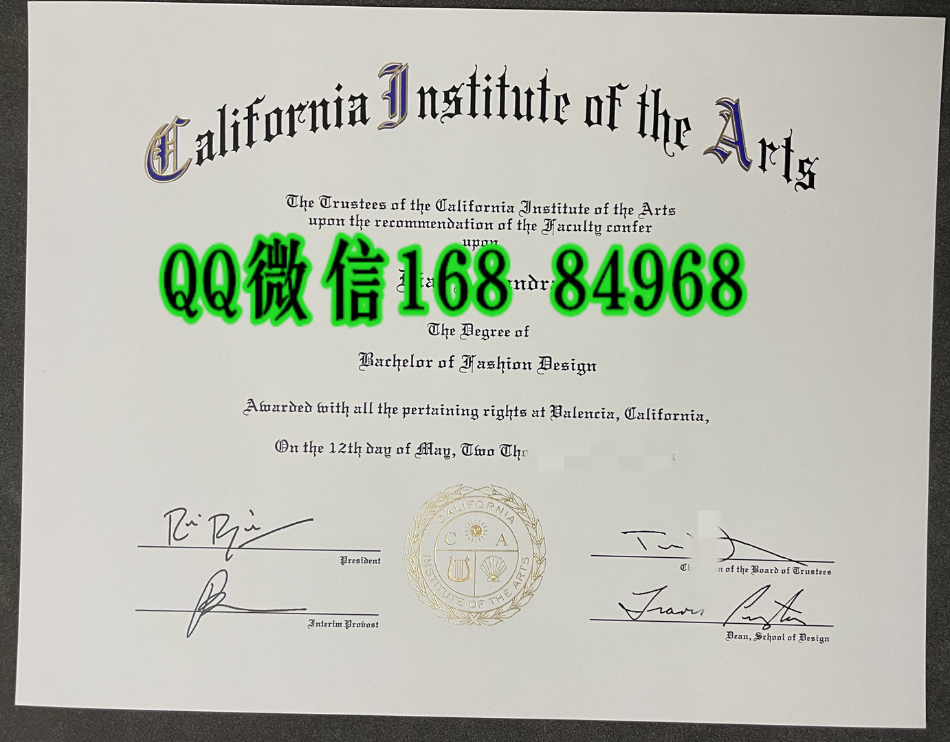 美国加州艺术学院毕业证成绩单留信网认证，California Institute of the Arts diploma certificate