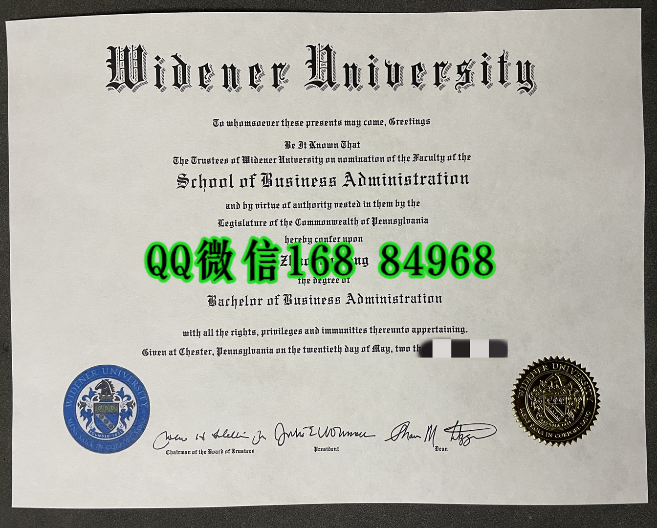 美国威得恩大学毕业证成绩单留才认证，widener university diploma degree