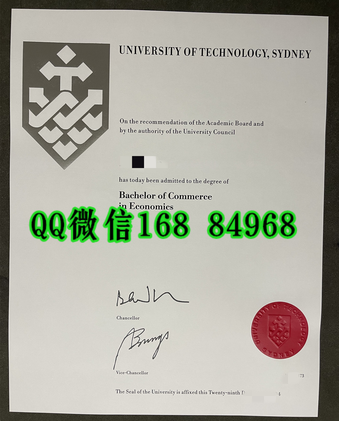 悉尼科技大学商学学士毕业证专业经济，University of Technology Sydney BCom degrees