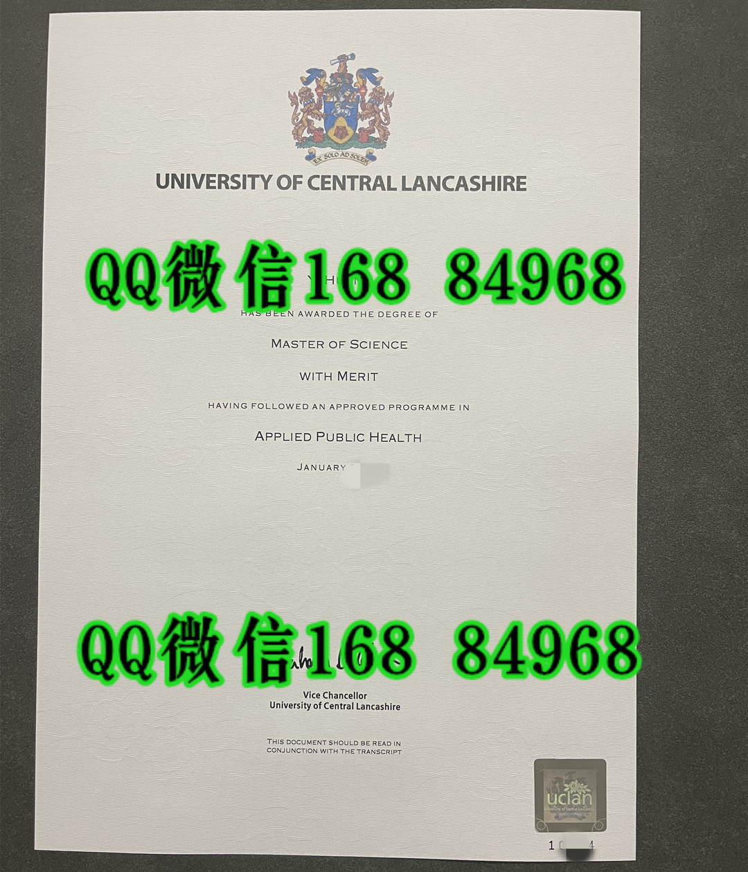 2024年英国中央兰开夏大学毕业证学位证正反面实拍，University of Lancashire degree