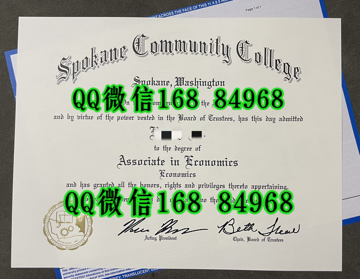美国斯波坎社区学院毕业证副学士学位证，Community Colleges of Spokane diploma certificate