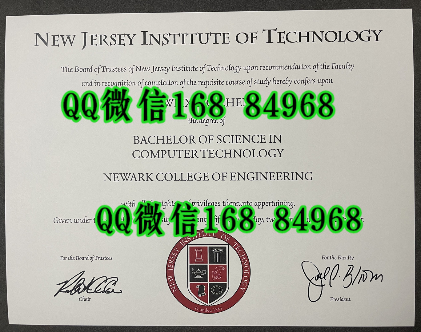 美国新泽西理工学院毕业证学位证，New Jersey Institute of Technology diploma degree