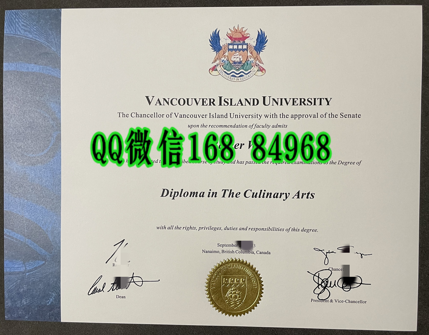 加拿大温哥华岛大学毕业证成绩单留信网认证，Vancouver Island University diploma degree