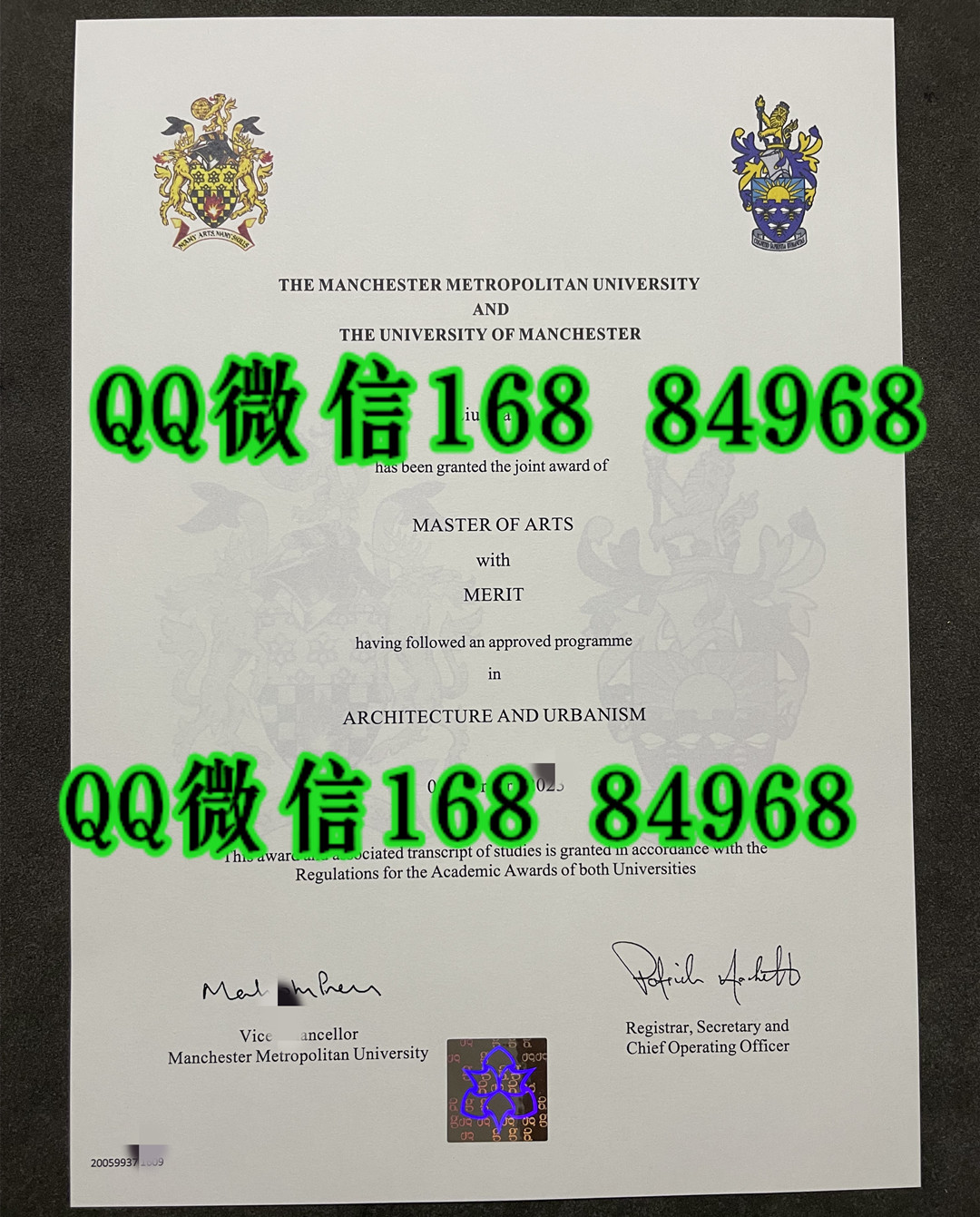 英国曼彻斯特城市大学建筑与城市规划硕士毕业证，Manchester Metropolitan University degree MA Architecture