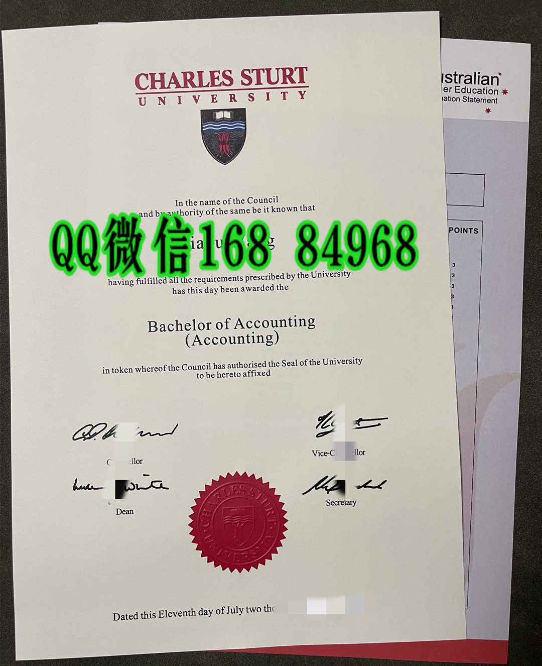 澳洲查尔斯特大学毕业证成绩单留信网认证，charles sturt university diploma certificate