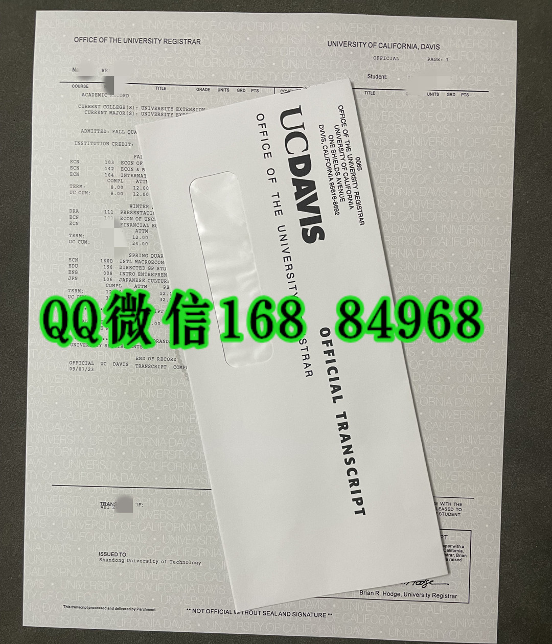 加利福尼亚大学戴维斯分校成绩单修改制作，University of California，Davis transcript