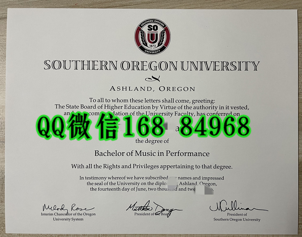 美国南俄勒冈大学毕业证成绩单，Southern Oregon University diploma certificate