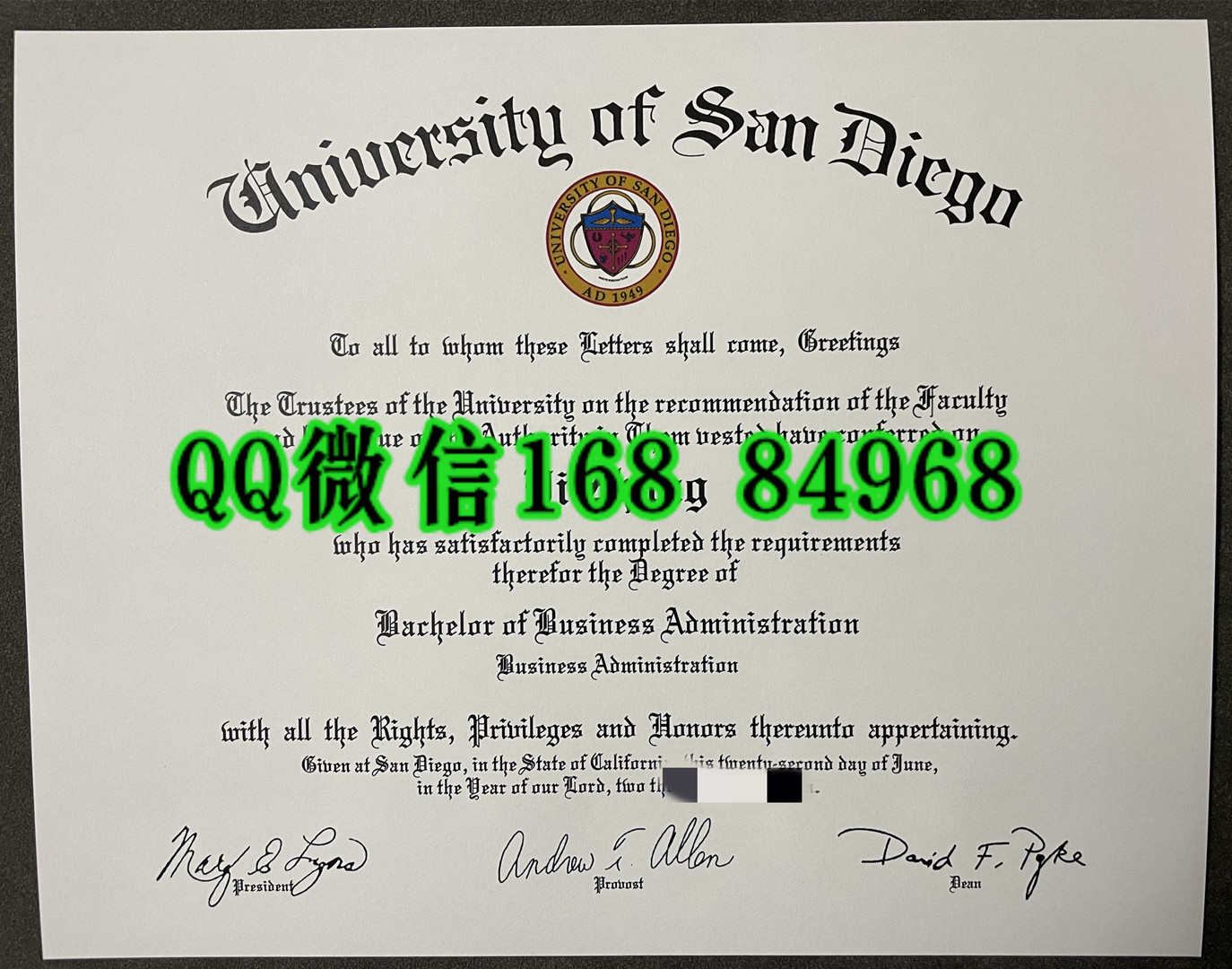 美国圣地亚哥大学毕业证成绩单留才认证,University of San Diego diploma degree