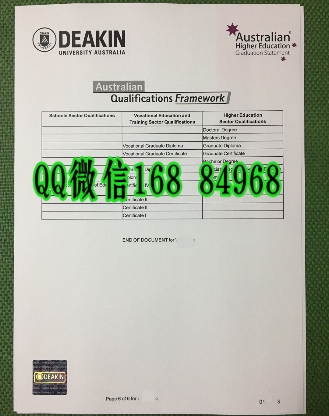 澳洲迪肯大学成绩单说明，Deakin University transcript