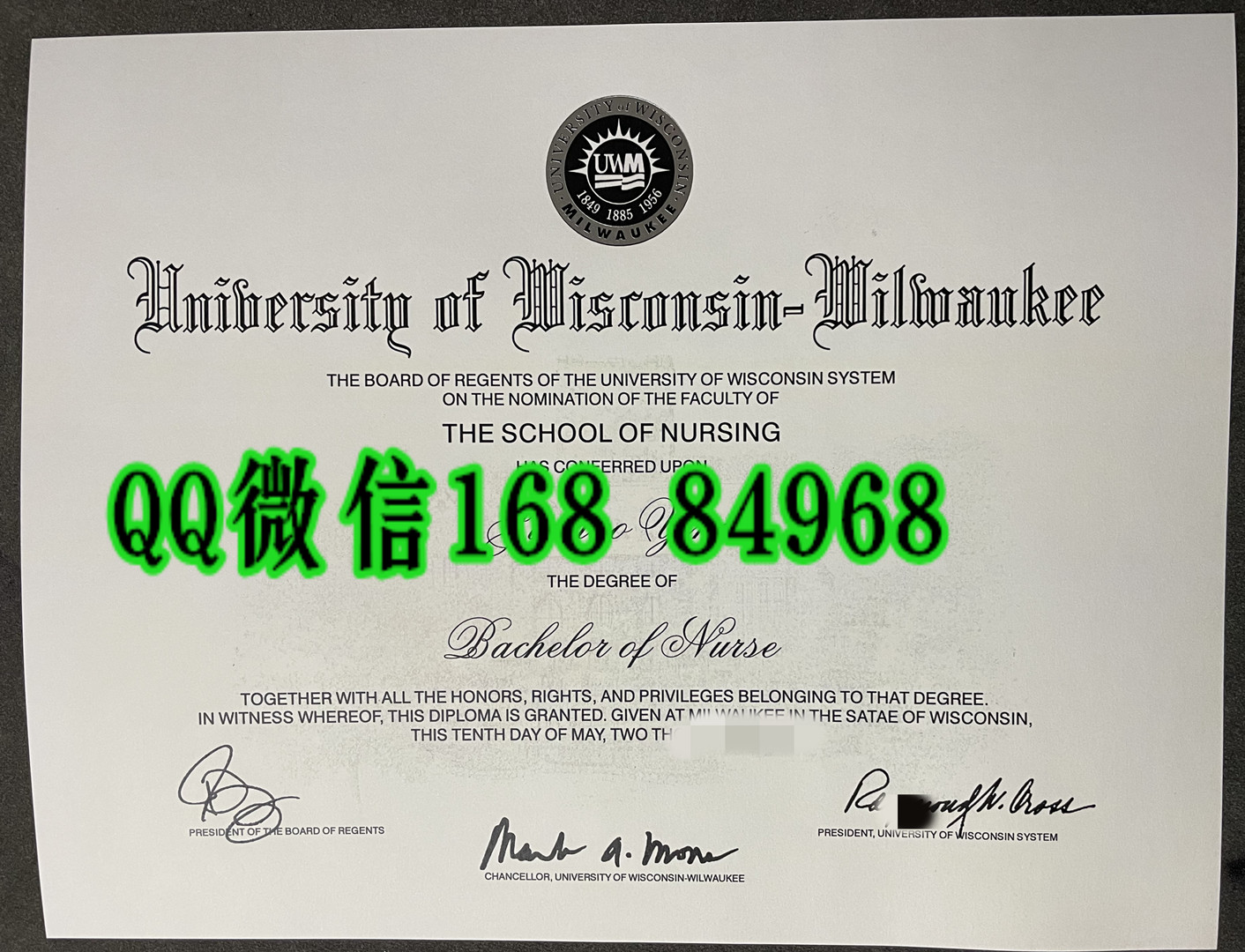 美国威斯康星大学密尔沃基分校毕业证成绩单，University of Wisconsin-Milwaukee diploma certificate