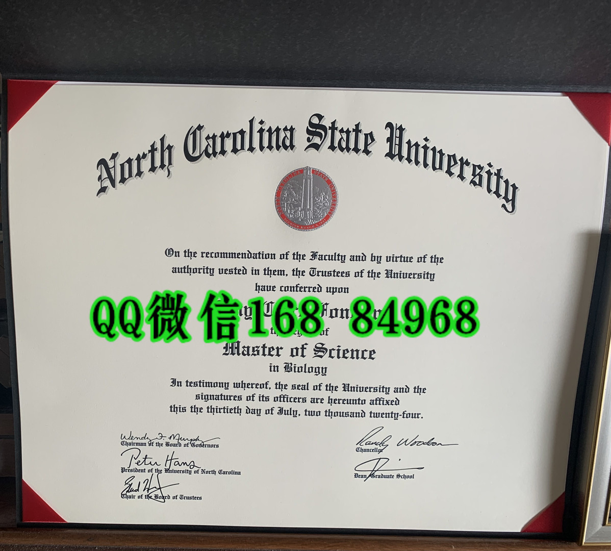 美国北卡罗来纳州立大学理学硕士毕业证，North Carolina State University diploma