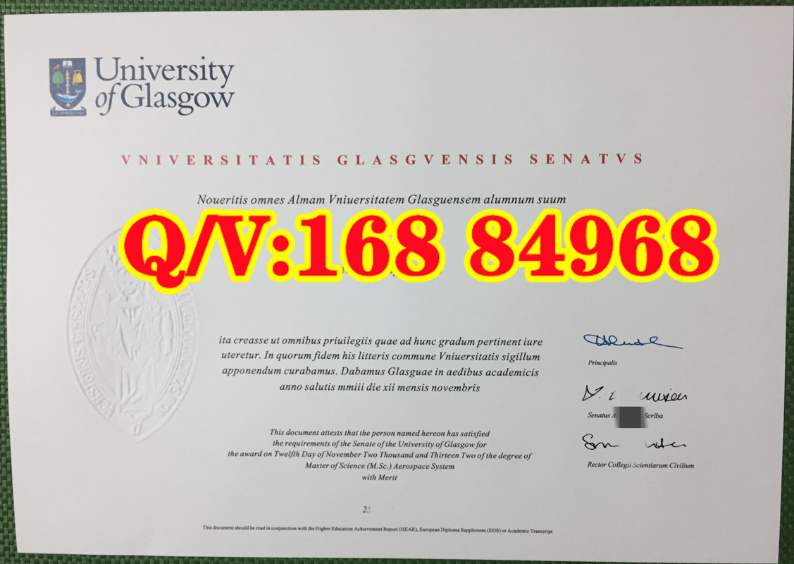 英国格拉斯哥大学毕业证航空航天系统理学硕士优秀等级学位证书拉丁文原版
